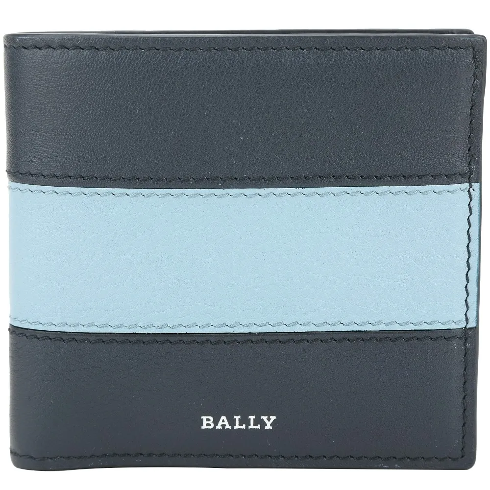 BALLY Brasai 紅白織帶牛皮對開8卡短夾(黑色) 6232190 歷史價格詳細信息