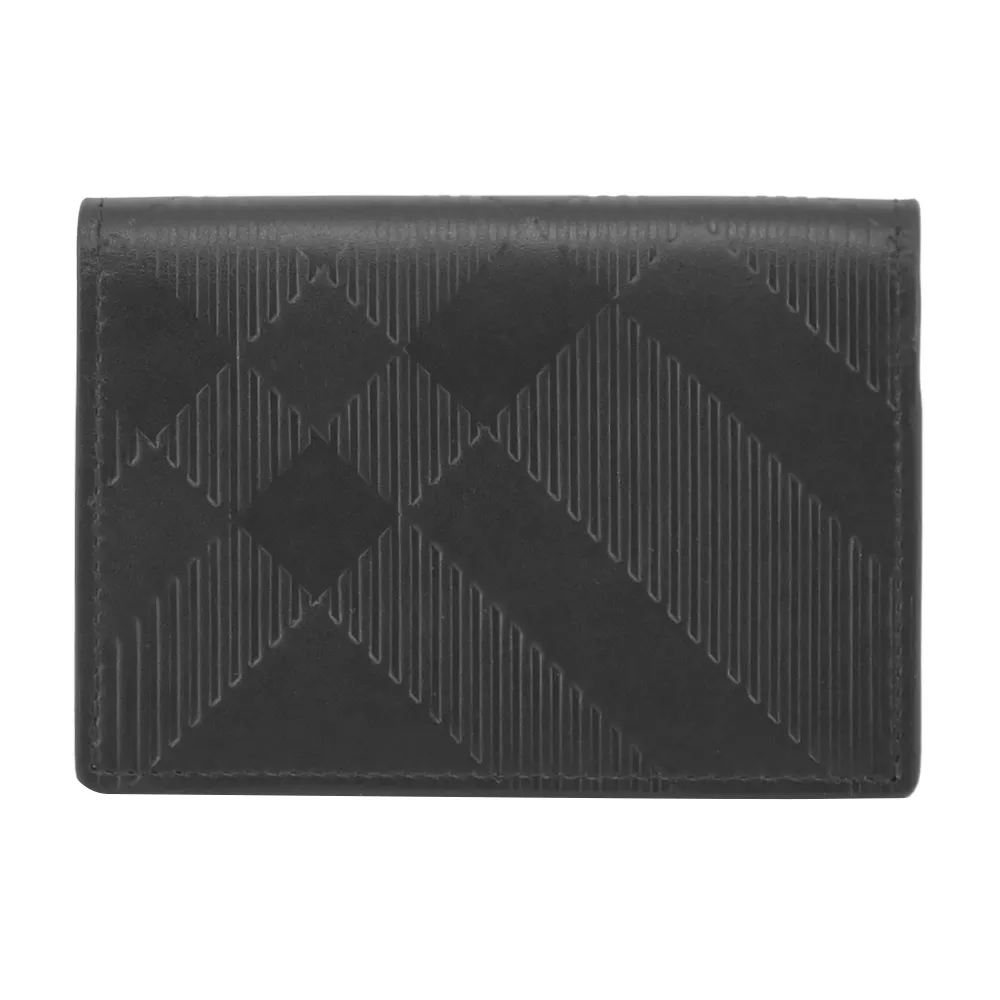 BURBERRY 經典格紋壓印小牛皮對開長夾(黑色) 歷史價格詳細信息