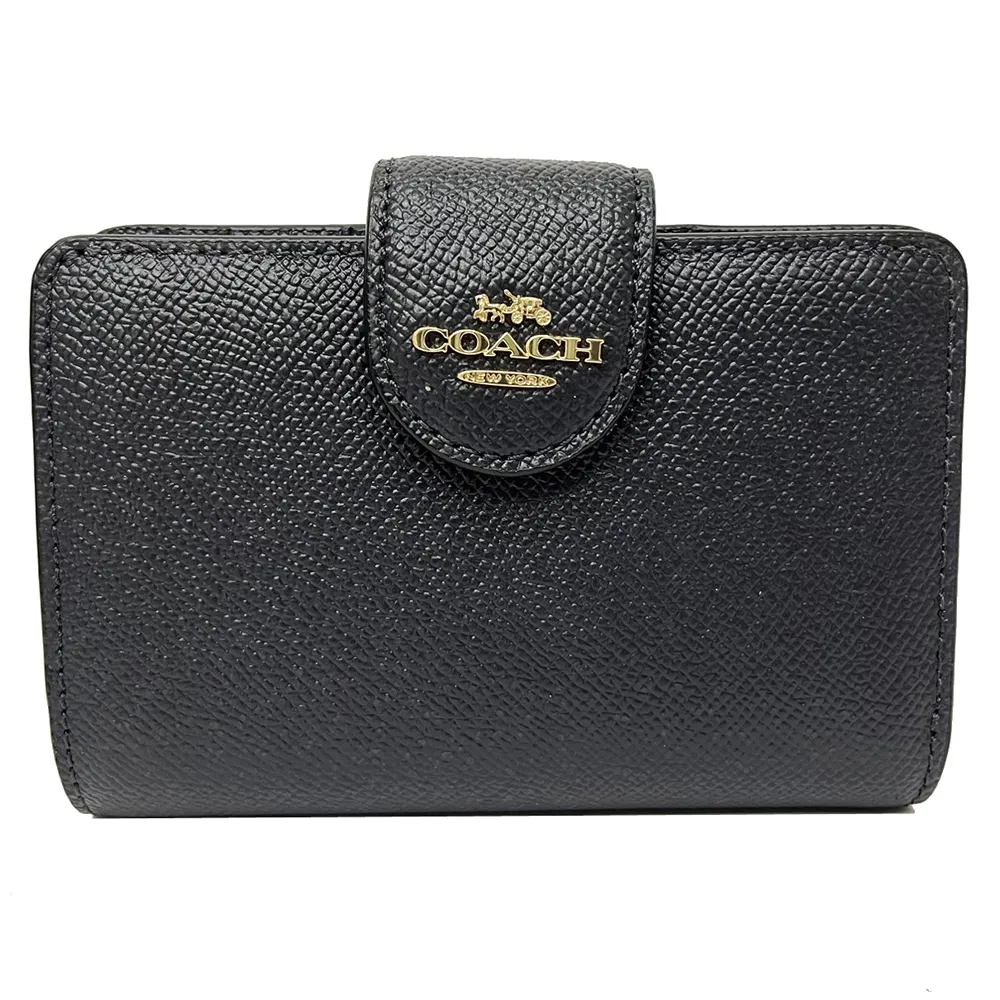 【COACH】經典LOGO素面牛皮手拿包/零錢包(粉橘) 歷史價格詳細信息