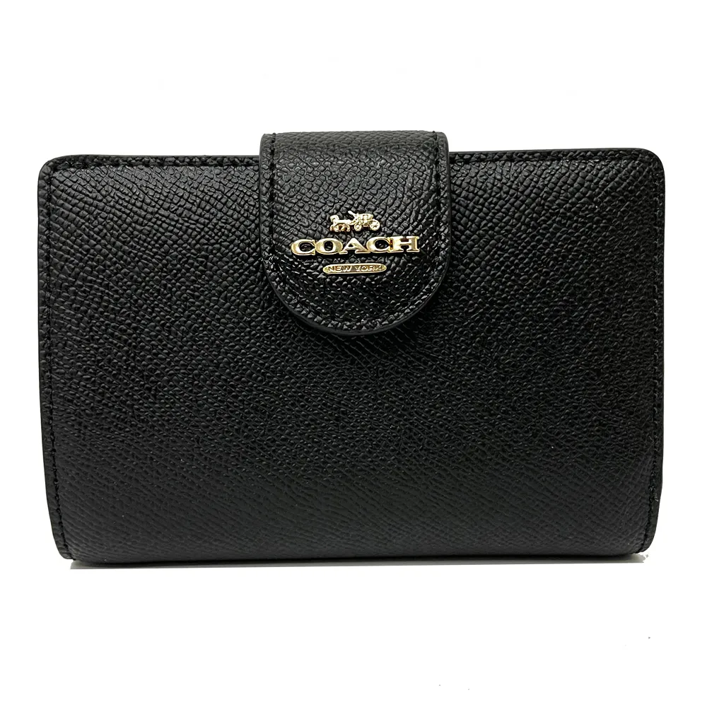 【COACH】經典LOGO素面牛皮手拿包/零錢包(粉橘) 歷史價格詳細信息