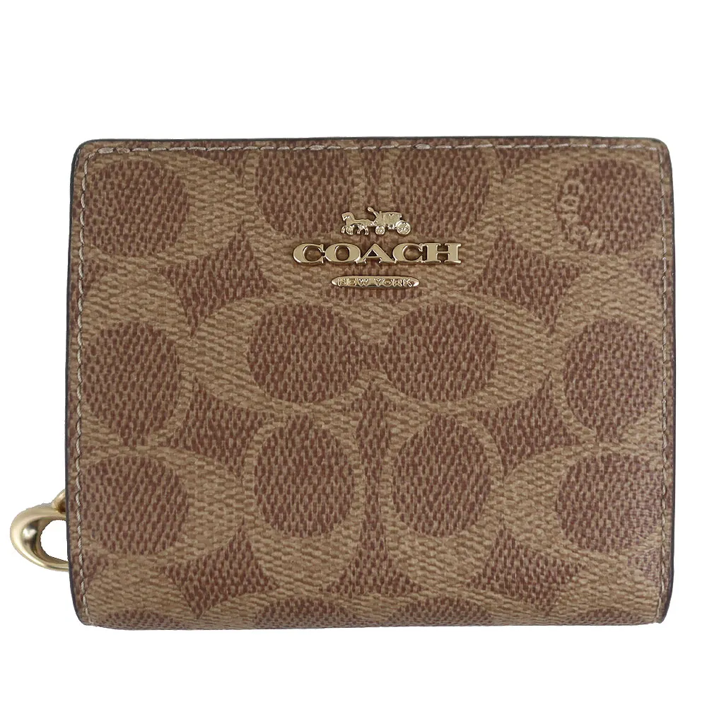 【COACH】防水帆布刺繡布標提把拉鍊長夾(咖啡色) 歷史價格詳細信息