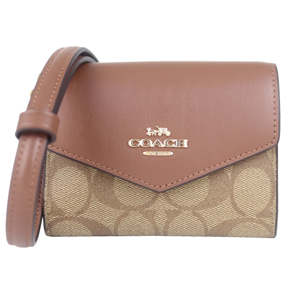 【COACH】防水帆布刺繡布標提把拉鍊長夾(咖啡色) 歷史價格詳細信息