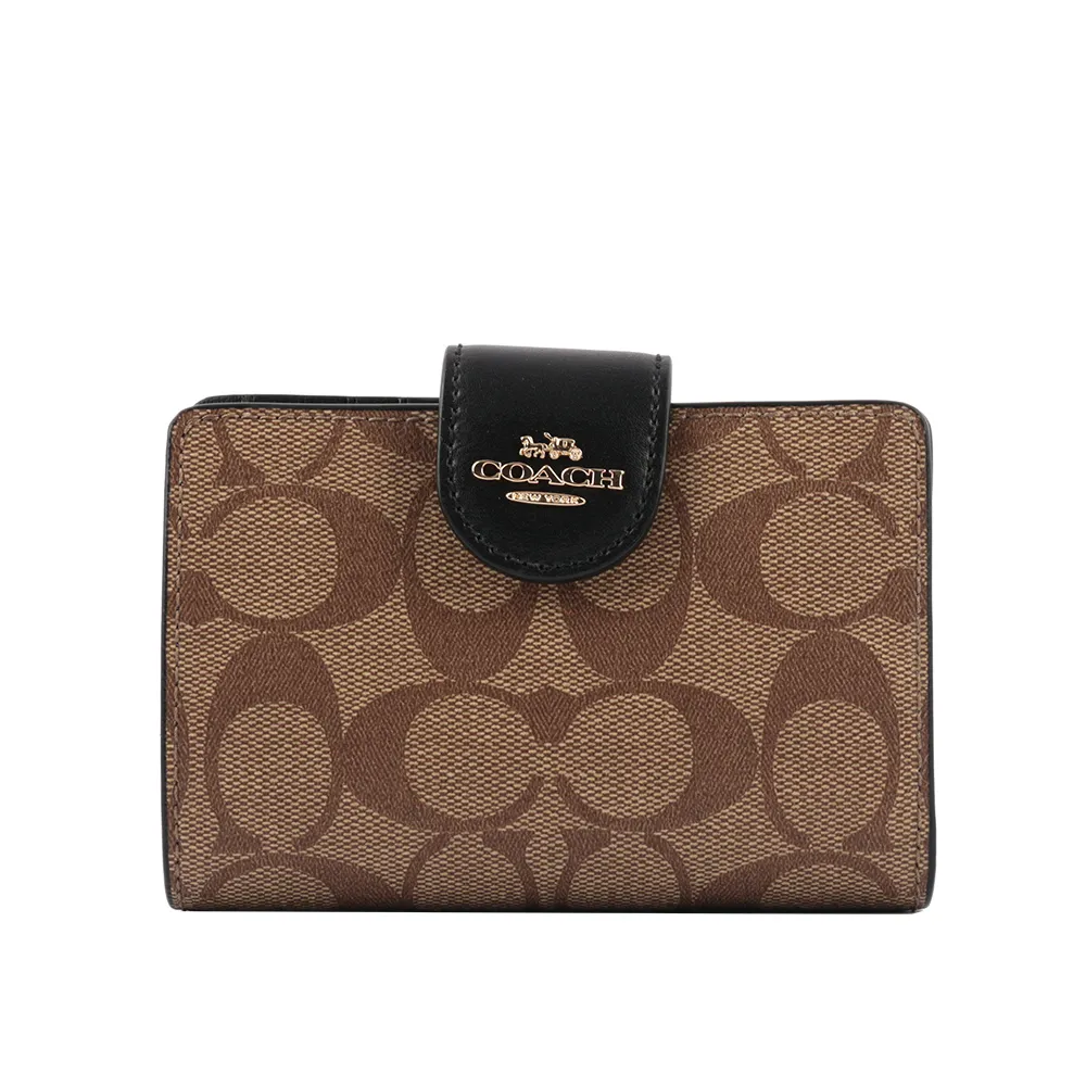 COACH 皮革+PVC塗層馬車Logo壓釦中夾(任選) C0082 廠商直送 現貨 歷史價格詳細信息