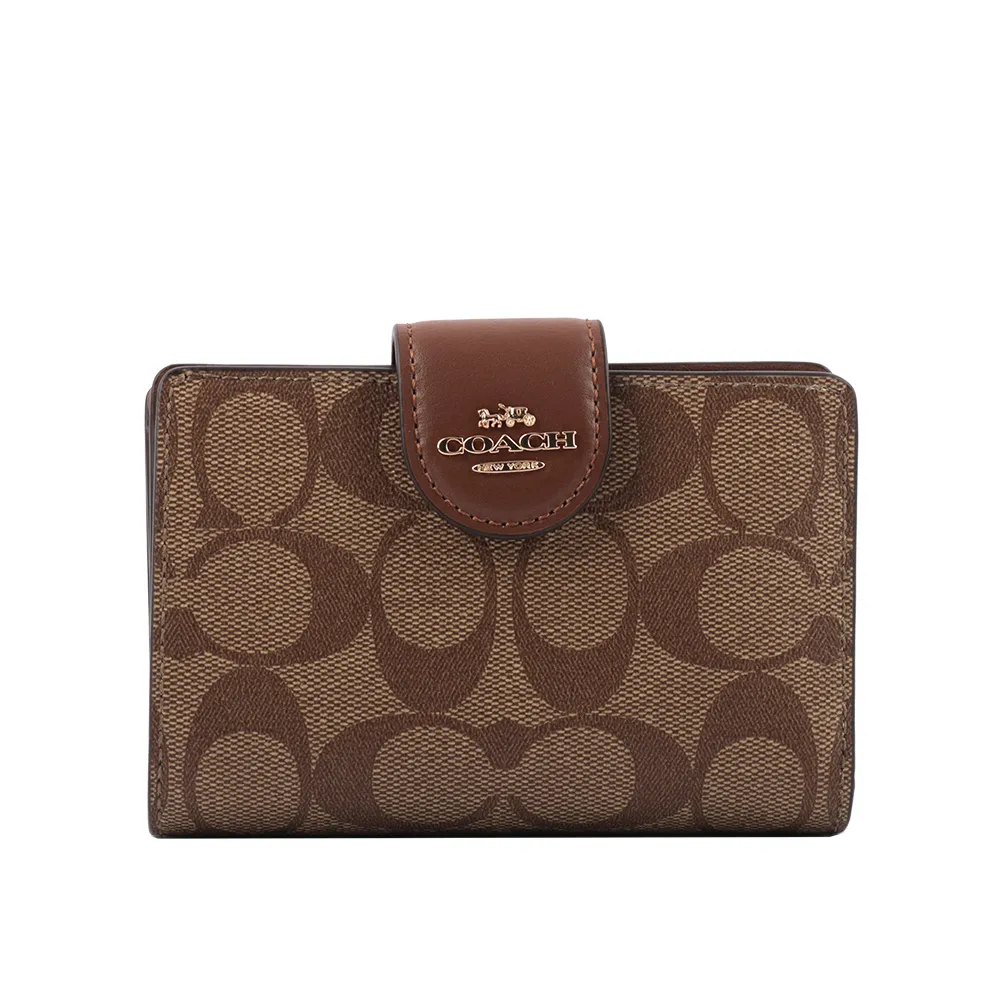 COACH 皮革+PVC塗層馬車Logo壓釦中夾(任選) C0082 廠商直送 現貨 歷史價格詳細信息