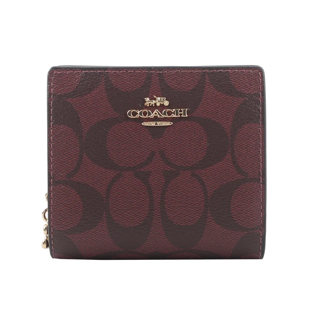 COACH C Logo拉鍊荔枝皮革暗扣二折短夾(銀字/牛仔藍) C2862 SVDE 歷史價格詳細信息