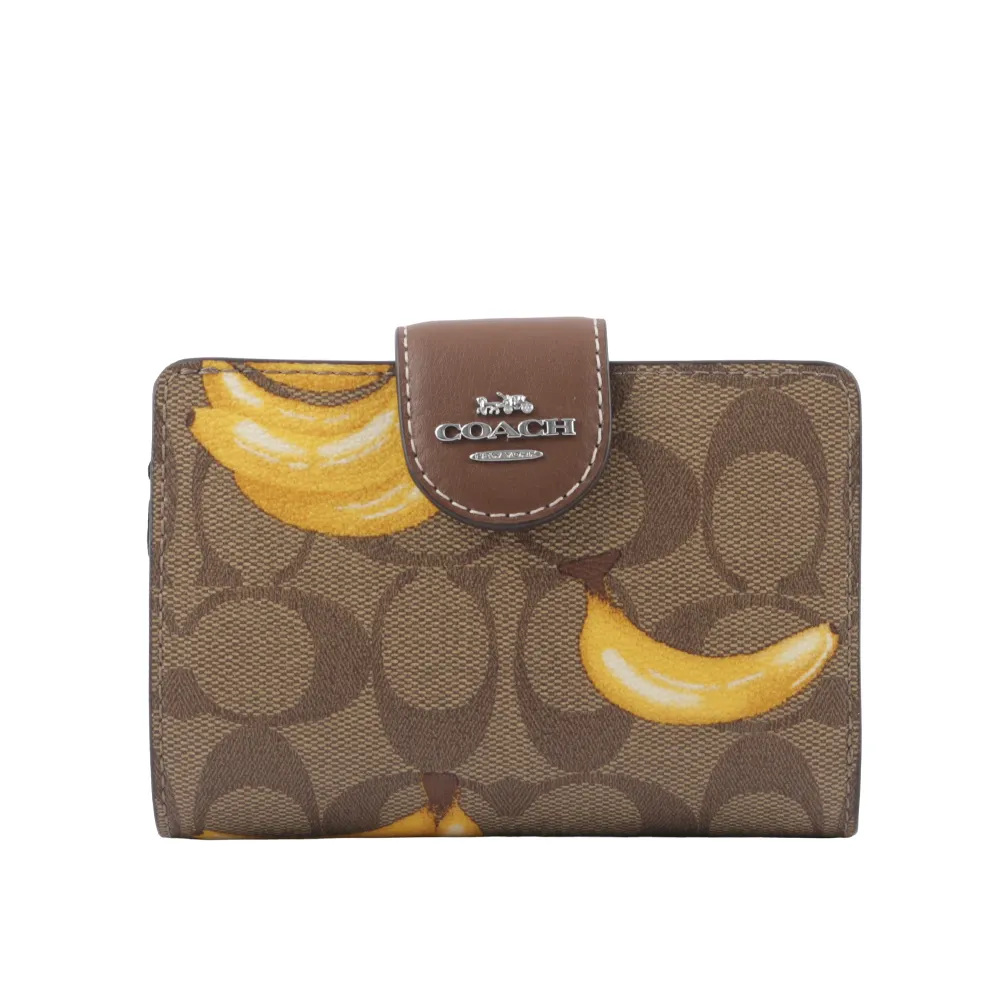 COACH 銀字緹花LOGO防刮皮革釦式拉鍊袋短夾-單寧藍 歷史價格詳細信息