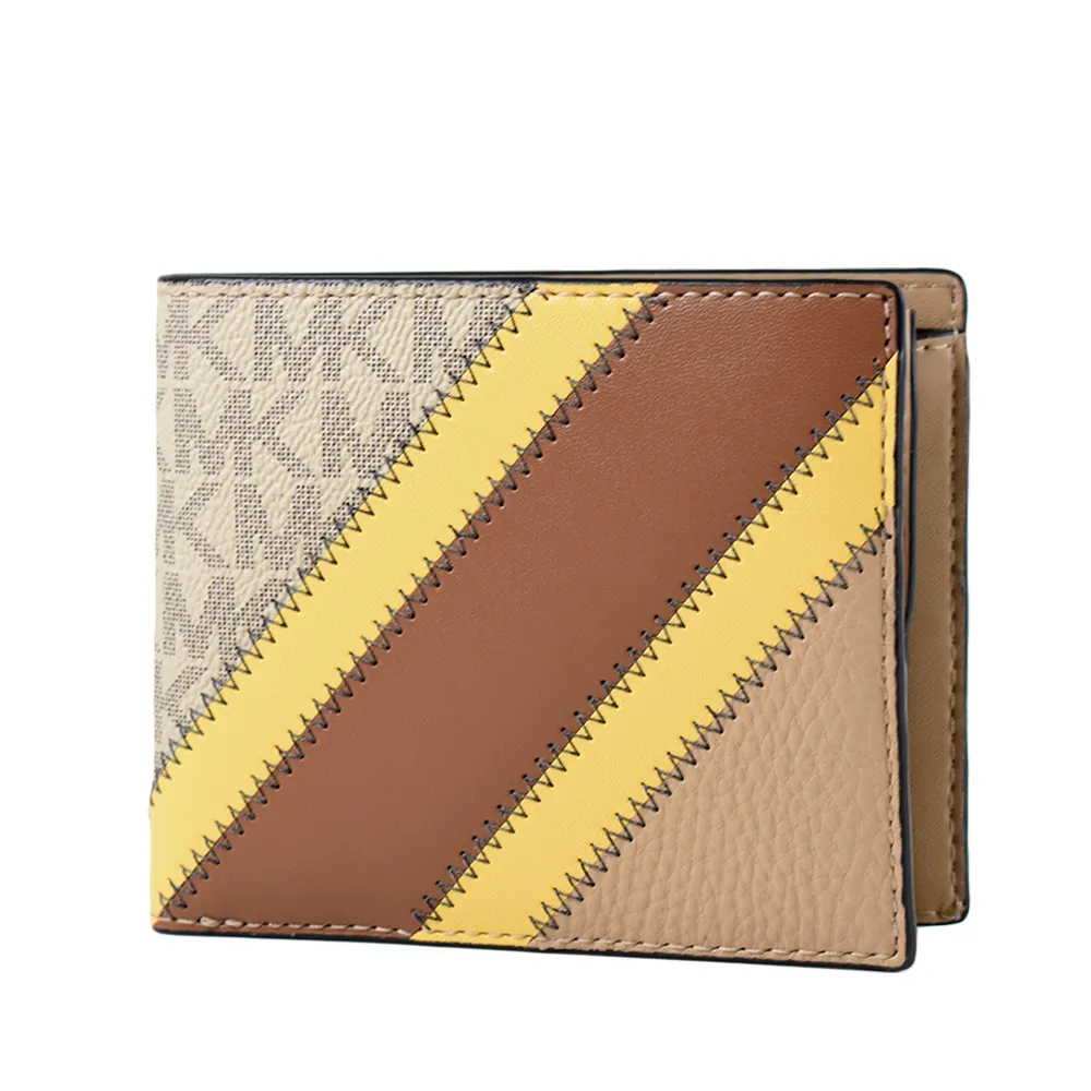 MICHAEL KORS 男款 異材縫線防刮零錢袋短夾-奶茶色/黃 歷史價格詳細信息