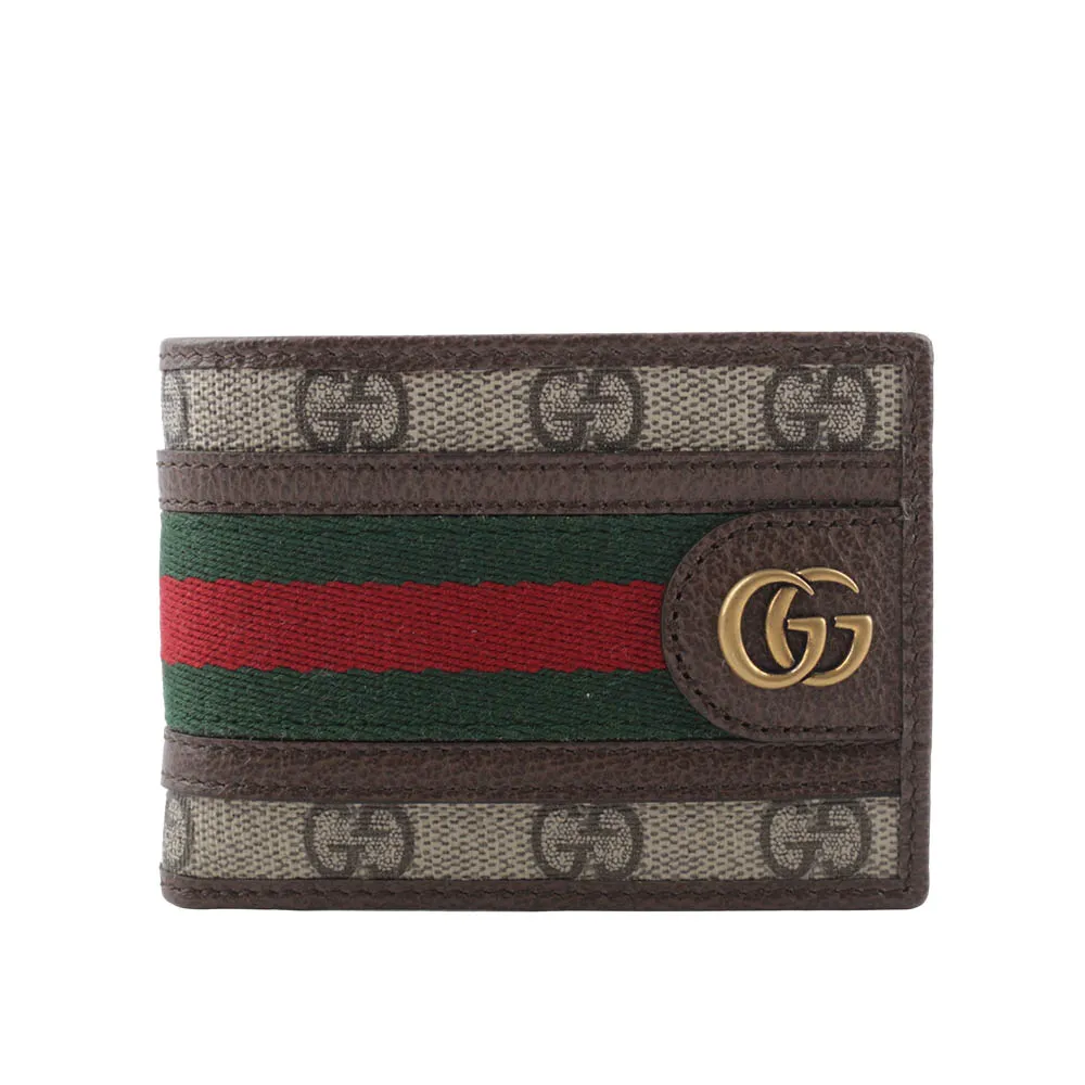 GUCCI 597610 Ophidia GG 經典印花織帶窄版對開4卡短夾.咖邊 歷史價格詳細信息