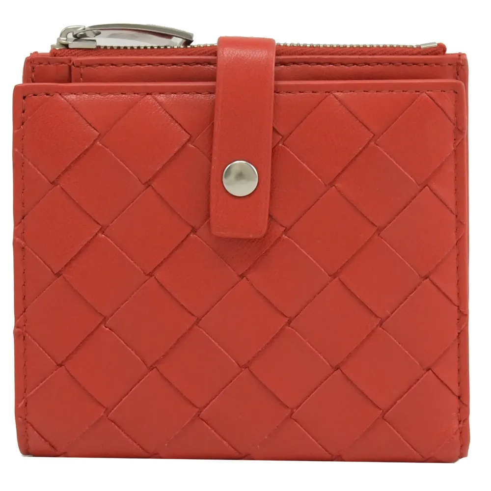 BOTTEGA VENETA 寬編織小羊皮釦式長夾(灰綠色) 歷史價格詳細信息