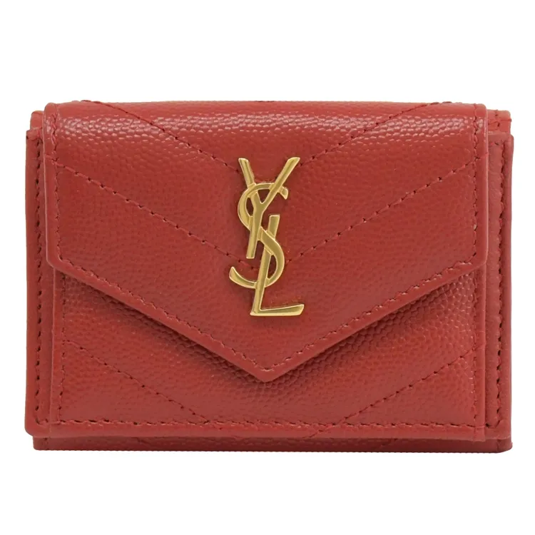YSL MONOGRAM V字縫線魚子醬牛皮暗釦短夾(黑/金668288 BOW01 1000) 歷史價格詳細信息