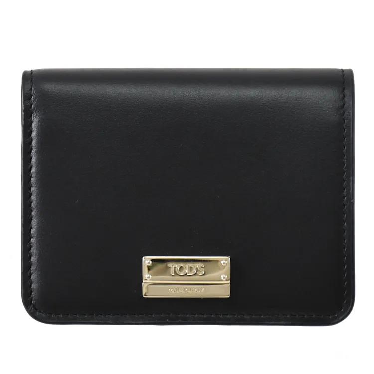 TODS 金屬LOGO滑面牛皮拉鍊長夾.黑 歷史價格詳細信息