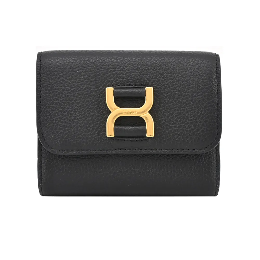 CHLOE Marcie 新版金屬LOGO小牛皮翻蓋釦式長夾.午夜藍 歷史價格詳細信息