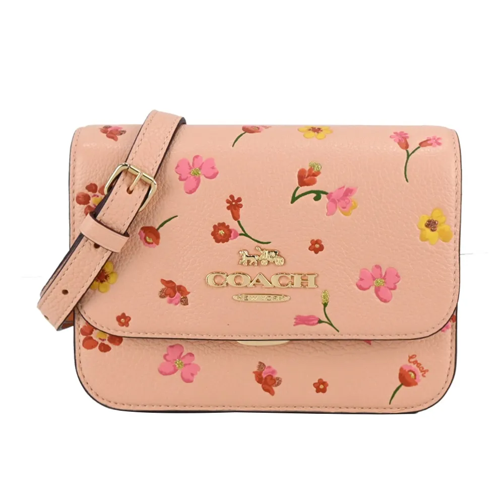 COACH 壓釦翻蓋鱷魚紋皮革斜背包(小/紫紅) 歷史價格詳細信息