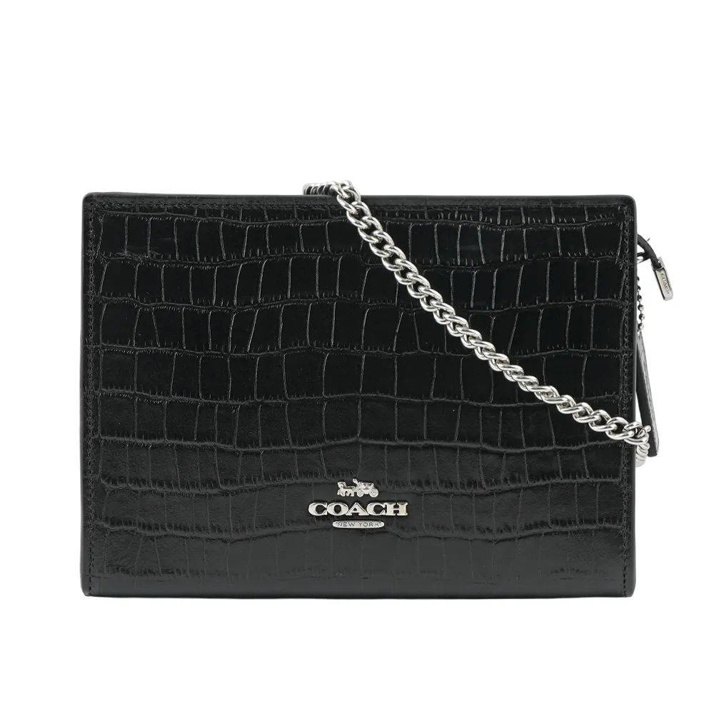 【COACH】鱷魚壓紋皮革 / LARGE 小款 / 斜背 兩用包(藕色) 歷史價格詳細信息