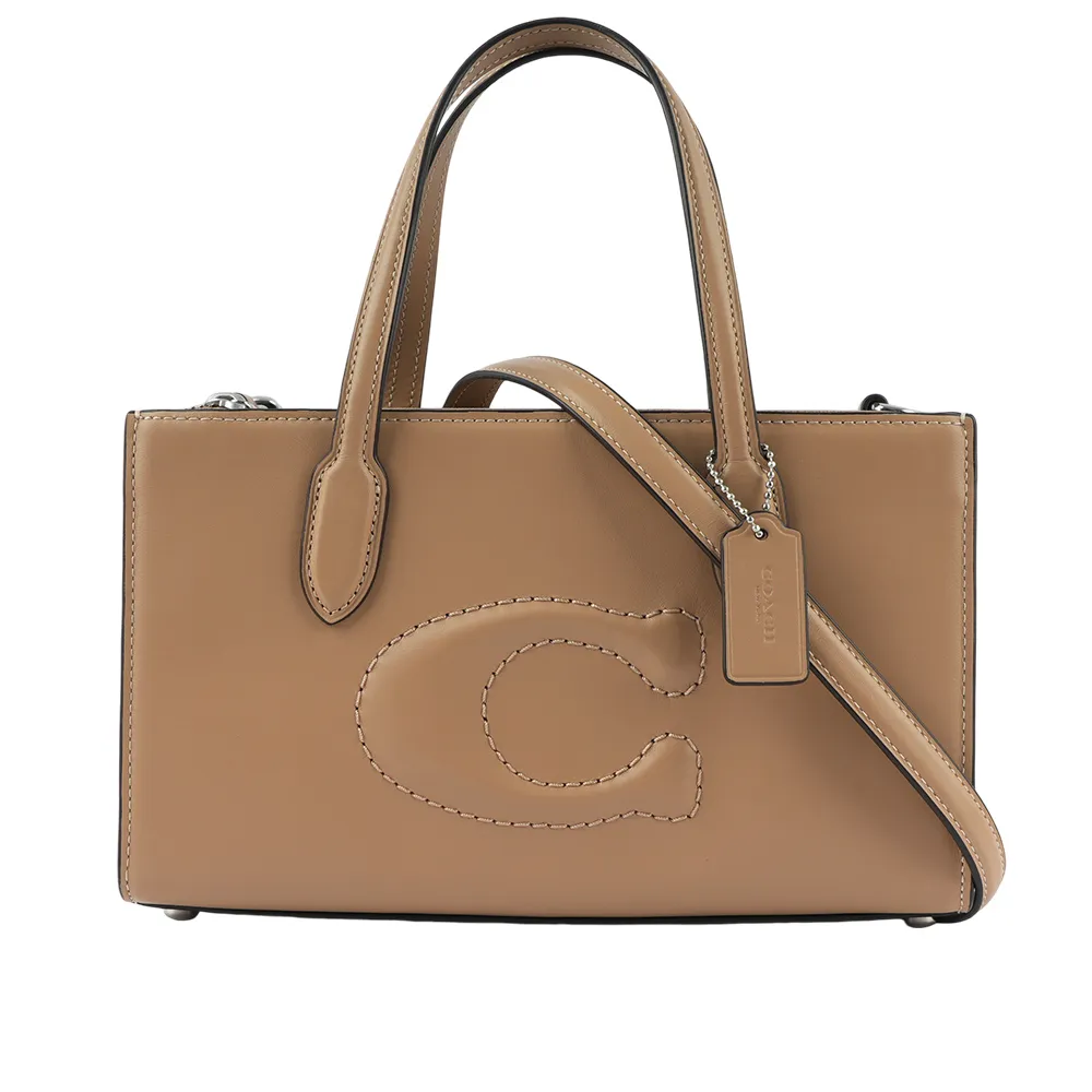 【COACH】線縫C字全皮立體彎底肩背-斜背兩用包(糖果粉/小款) 歷史價格詳細信息