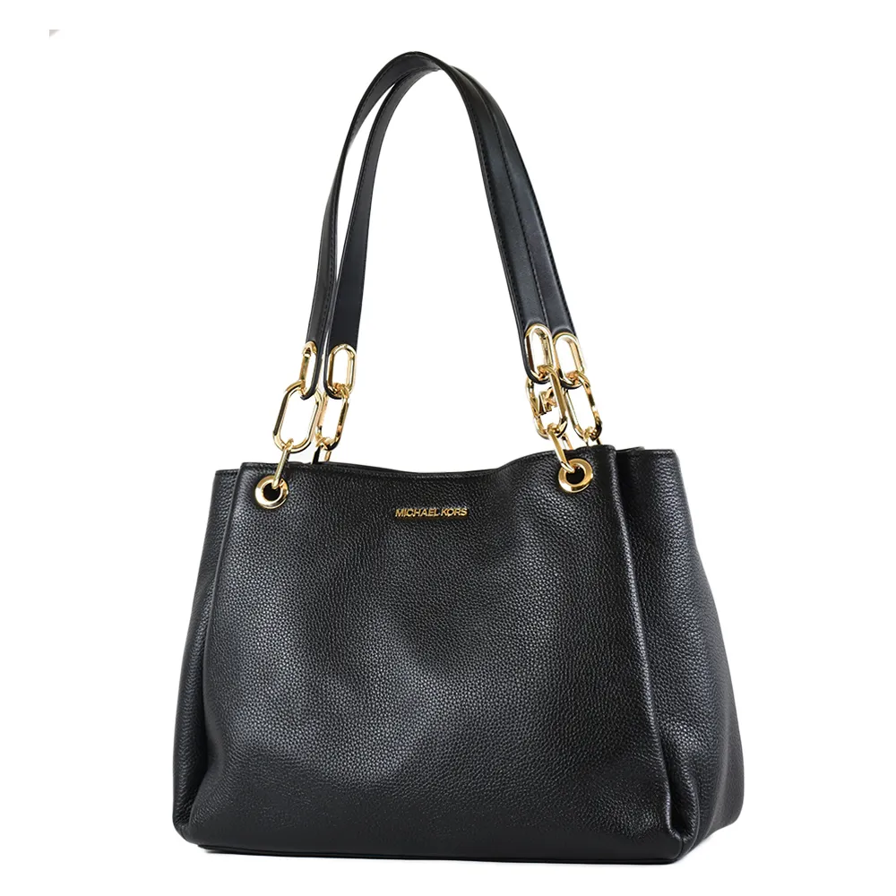 MICHAEL KORS TRISHA 金字Logo滿版MK咖啡X馬鞍棕色防刮三層斜背包 歷史價格詳細信息