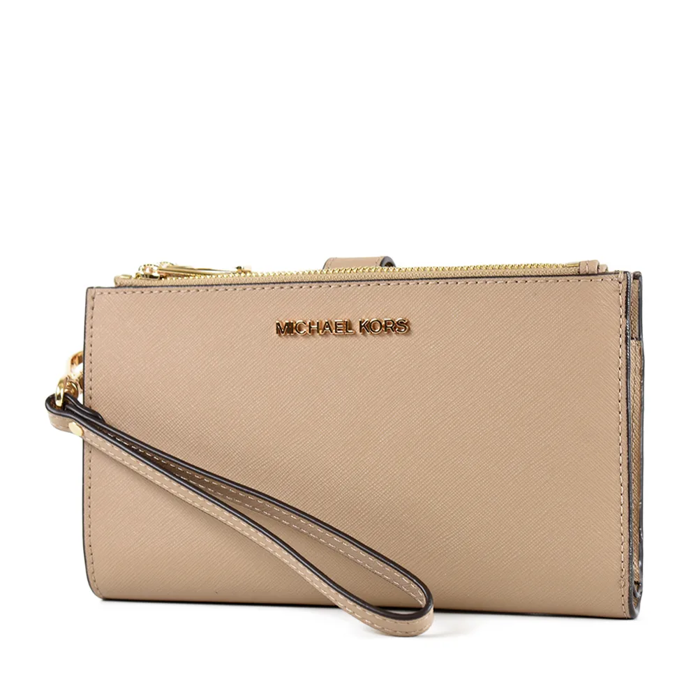 MICHAEL KORS 金字小LOGO防刮皮革對折釦式手掛手拿/手機包-焦糖色 歷史價格詳細信息