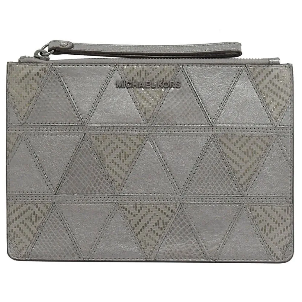 Michael Kors Adele 鵝卵石皮革紋金字雙拉鍊手拿手機長夾禮盒組(黑色) 歷史價格詳細信息