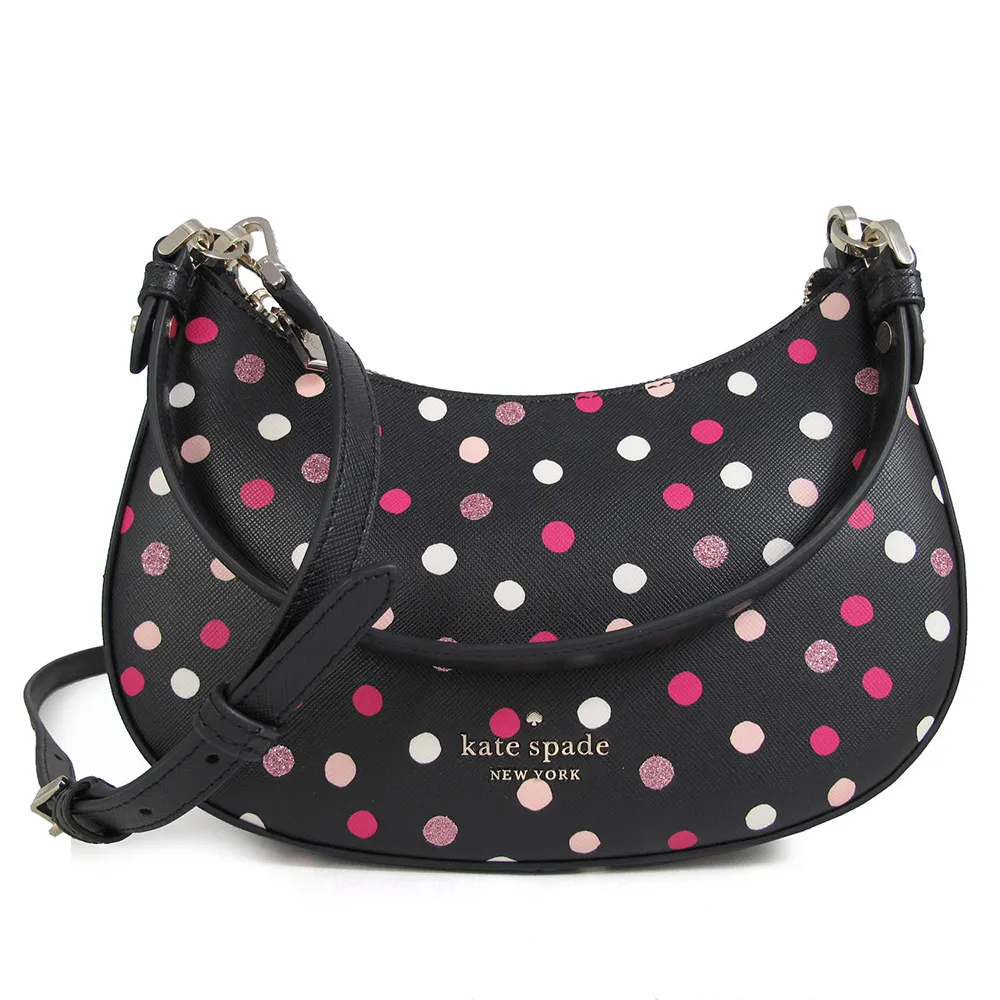 KATE SPADE 金字防刮十字紋翻蓋肩背/斜背二用包-黑色/特 歷史價格詳細信息