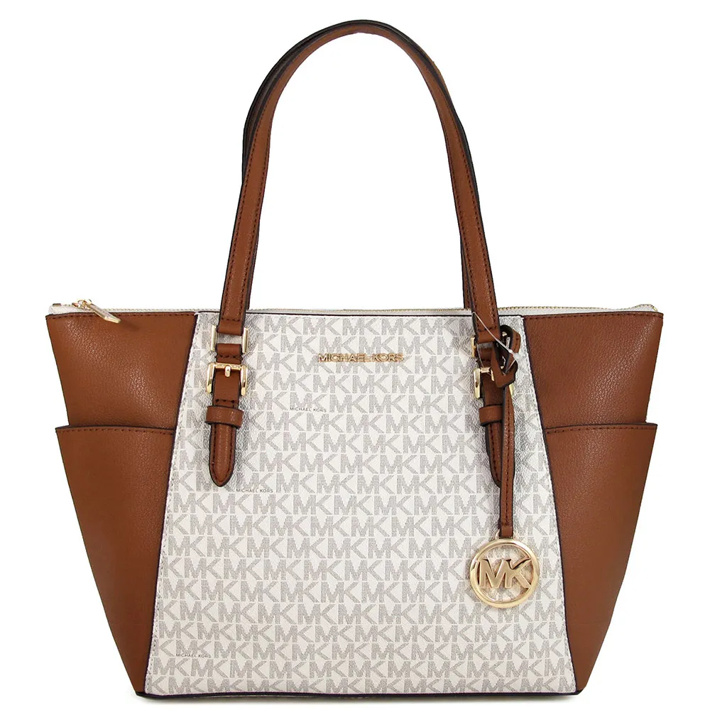 MICHAEL KORS CHARLOTTE 金字防刮皮革拉鍊托特包-焦糖色/大 歷史價格詳細信息