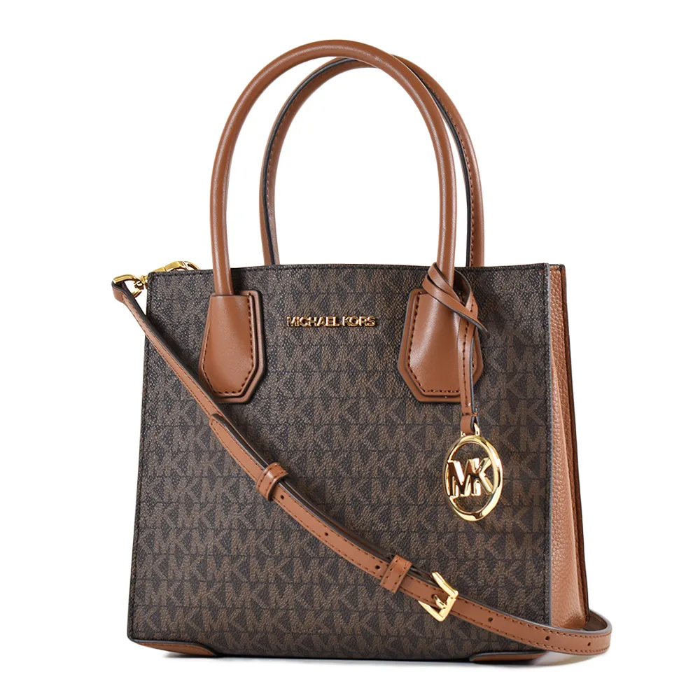 MICHAEL KORS MERCER 緹花LOGO防刮手提/斜背二用包-白/粉/中 歷史價格詳細信息