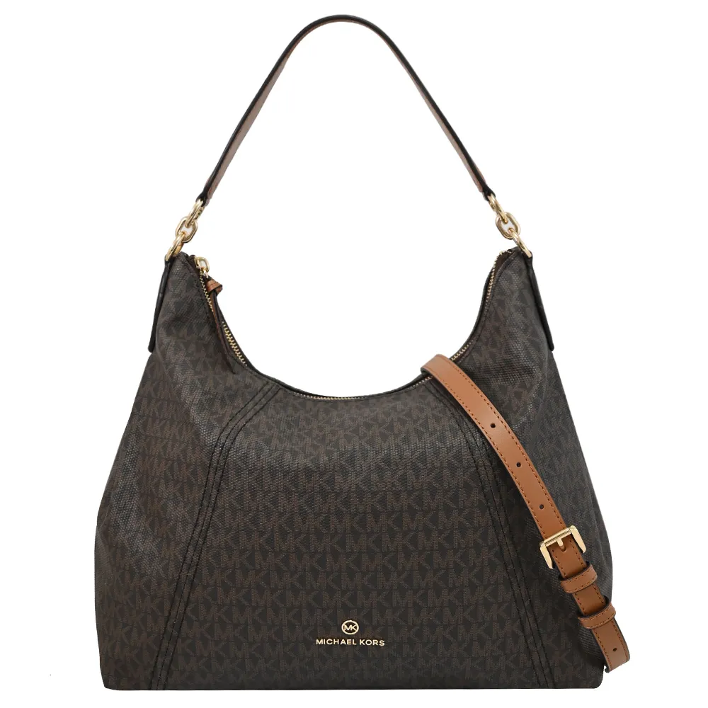 MICHAEL KORS SIENNA菱格編織皮革帆布托特包-大/米白棕 歷史價格詳細信息