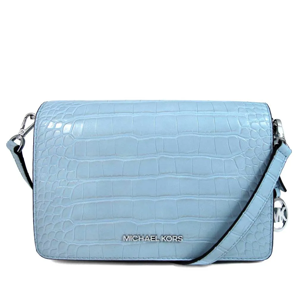 MICHAEL KORS MERCER 銀色Logo霧霾藍色鵝卵石紋皮革三層兩用包 歷史價格詳細信息