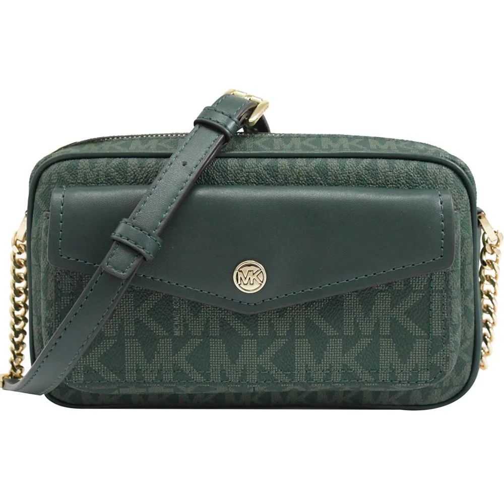 【Michael Kors】MK MICHAEL KORS JET SET EW金字LOGO拉鍊鍊帶造型設計PVC斜背相機包(大/橡子棕x棕) 歷史價格詳細信息