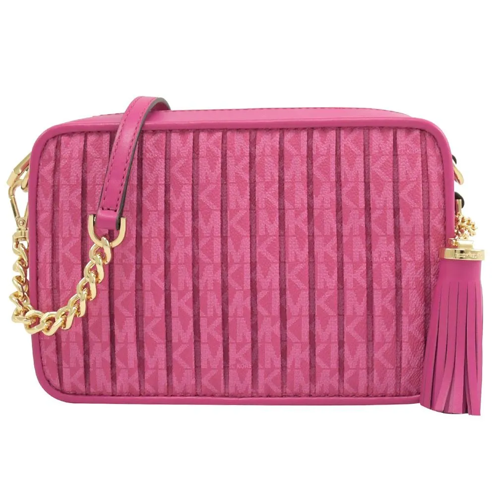 MICHAEL KORS JET SET CHARM 皺摺造型印花斜背方包.桃 歷史價格詳細信息