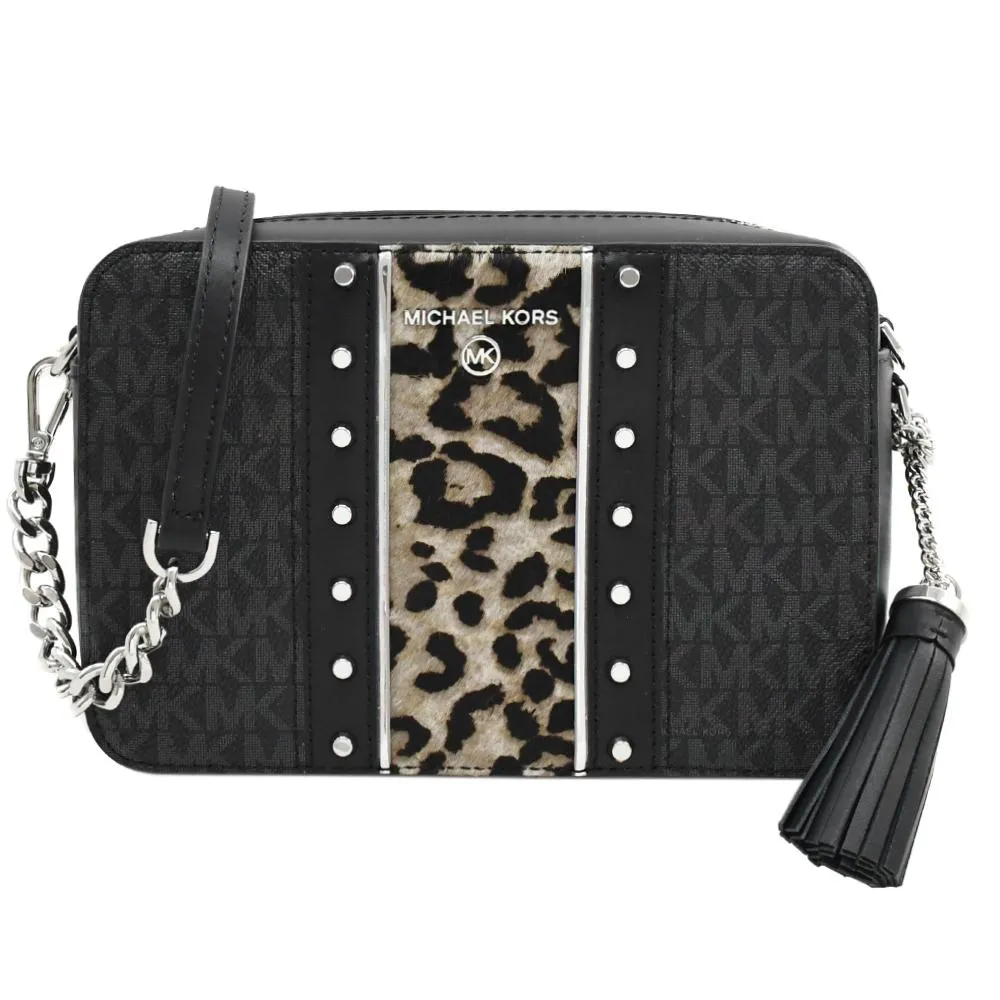 MICHAEL KORS Jet Set Charm 印花鍊帶肩背小提包.深咖 歷史價格詳細信息