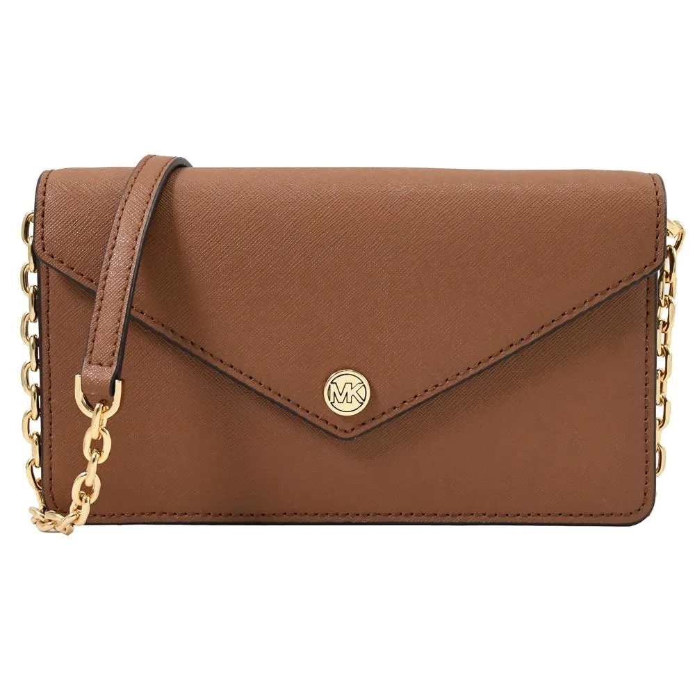【Michael Kors】WOC 經典滿版撞色MK印花多卡手機晚宴包斜背包(褐/白) 歷史價格詳細信息