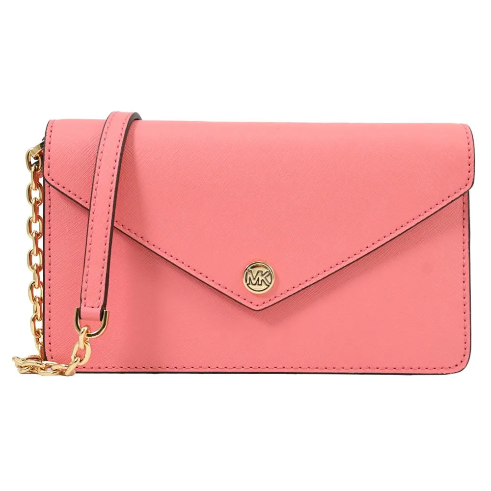 MICHAEL KORS JET SET TRAVEL 玫瑰粉色金字LOGO鵝卵石紋全皮革手提式長夾 歷史價格詳細信息