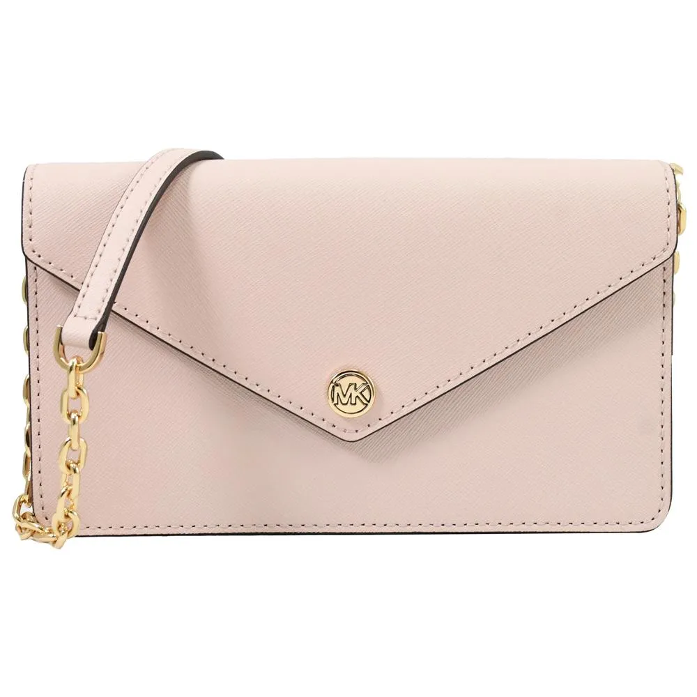 【Michael Kors】WOC 經典滿版撞色MK印花多卡手機晚宴包斜背包(褐/白) 歷史價格詳細信息