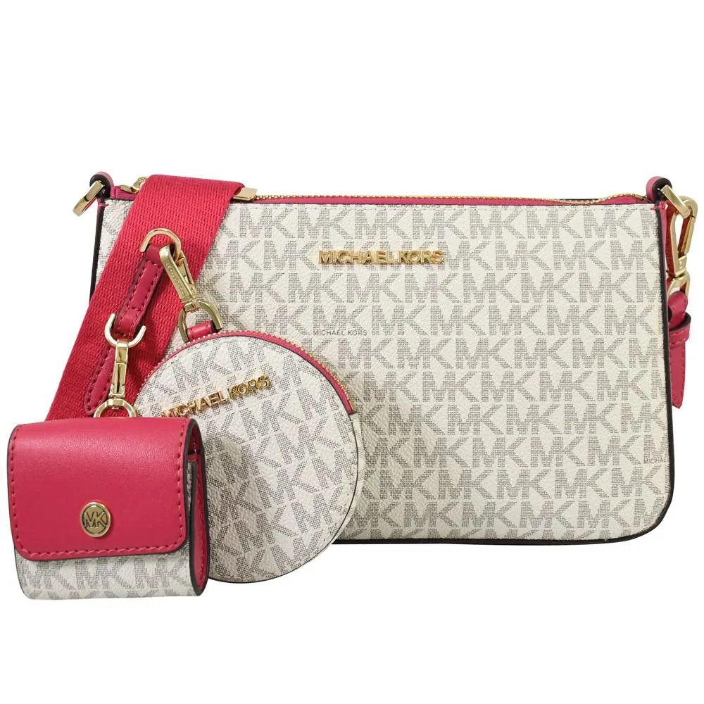 MICHAEL KORS JET SET TRAVEL印花三合一斜背包.白/天藍 歷史價格詳細信息