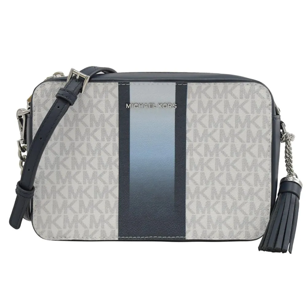 MICHAEL KORS JET SET 撞色印花手提式雙拉鍊長夾.深藍 歷史價格詳細信息