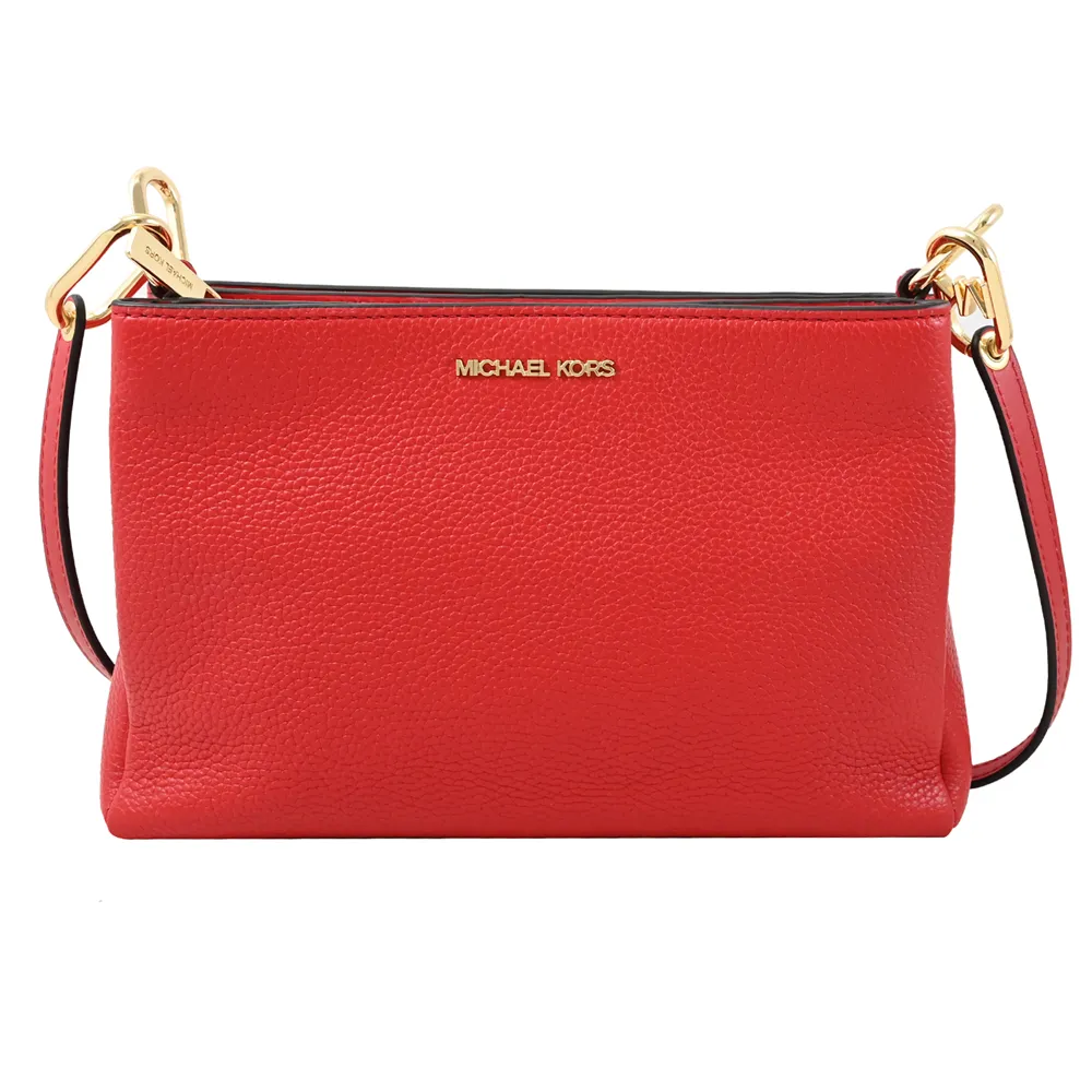 MICHAEL KORS TRISHA 素面荔枝皮革三層斜背包.紅 歷史價格詳細信息
