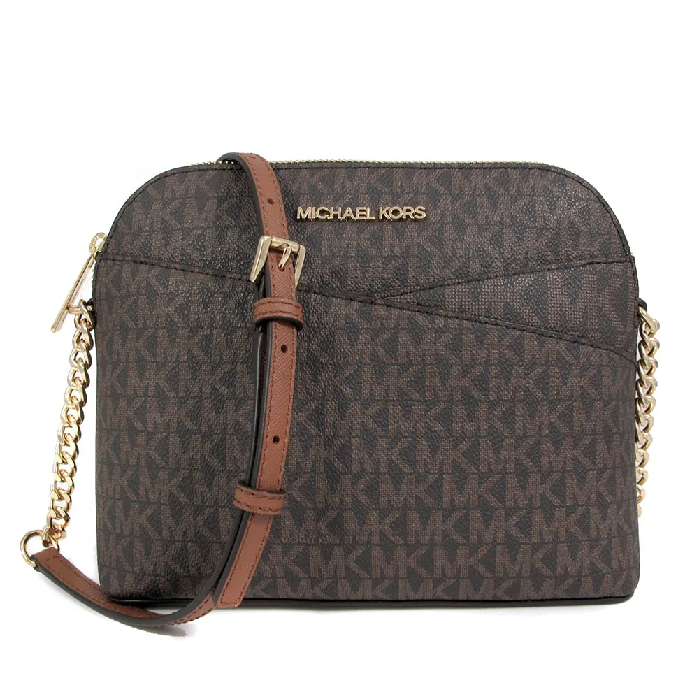 MICHAEL KORS JET SET TRAVEL 金字Logo咖啡X馬鞍棕色滿版MK防刮三折式長夾 歷史價格詳細信息