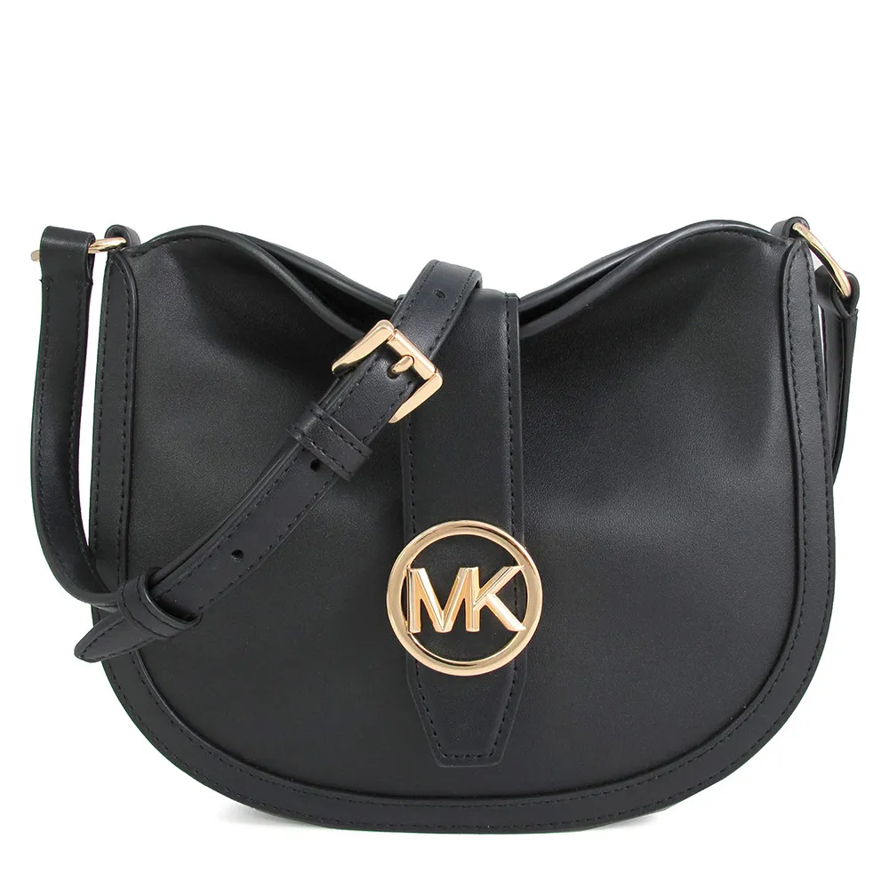 MICHAEL KORS GABBY 金字大圓標Logo滿版MK咖啡色半月斜背包(小款) 歷史價格詳細信息