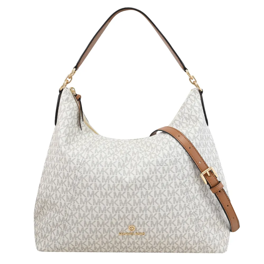 MICHAEL KORS SIENNA菱格編織皮革帆布托特包-大/米白棕 歷史價格詳細信息