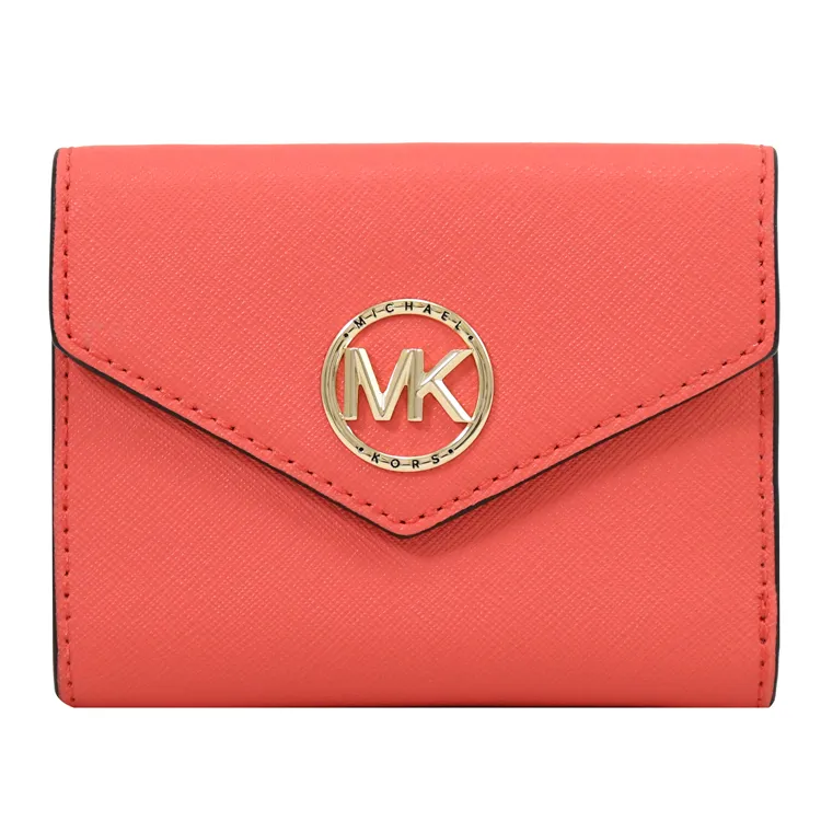 Michael Kors  金屬MK大吊飾方型卡夾防刮皮革 4卡/零錢包禮盒(瑪爾法米色 歷史價格詳細信息