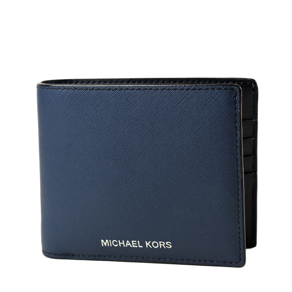 MICHAEL KORS 男款 燙印LOGO防刮八卡短夾/附證件夾-藍色 歷史價格詳細信息