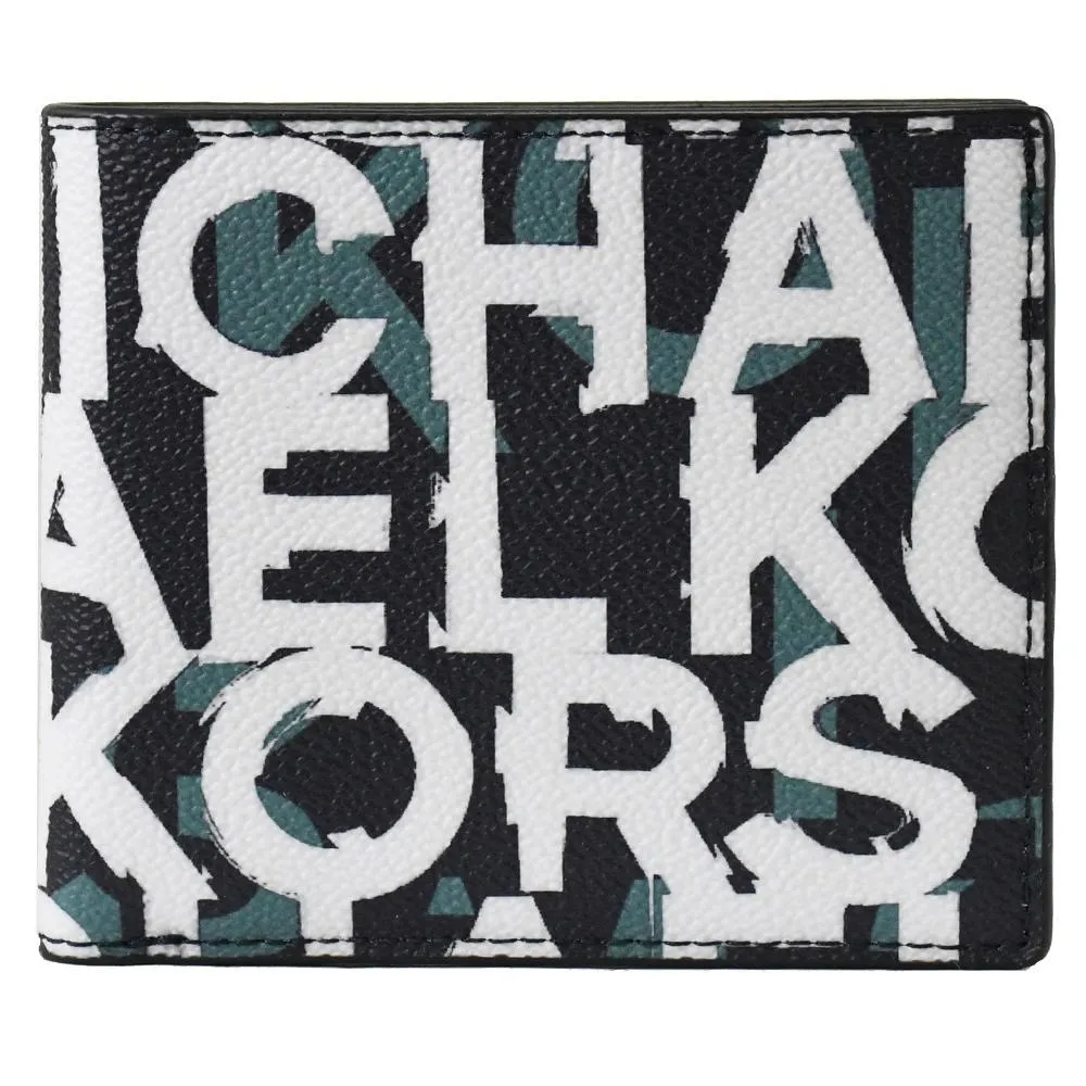 MICHAEL KORS COOPER 卡其色壓印Logo皮革X黃色條飾對開式短夾 歷史價格詳細信息