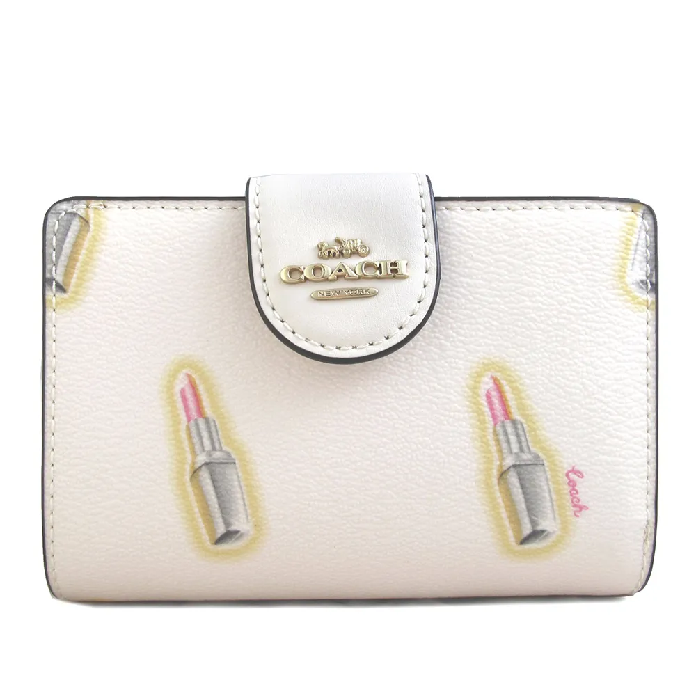 COACH 防刮皮革釦式對開短夾-銀字黑 歷史價格詳細信息