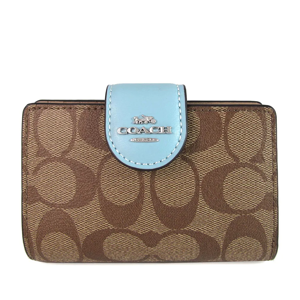 COACH 馬車Logo防潑水卡其黑色條飾拉鍊手拿包 歷史價格詳細信息