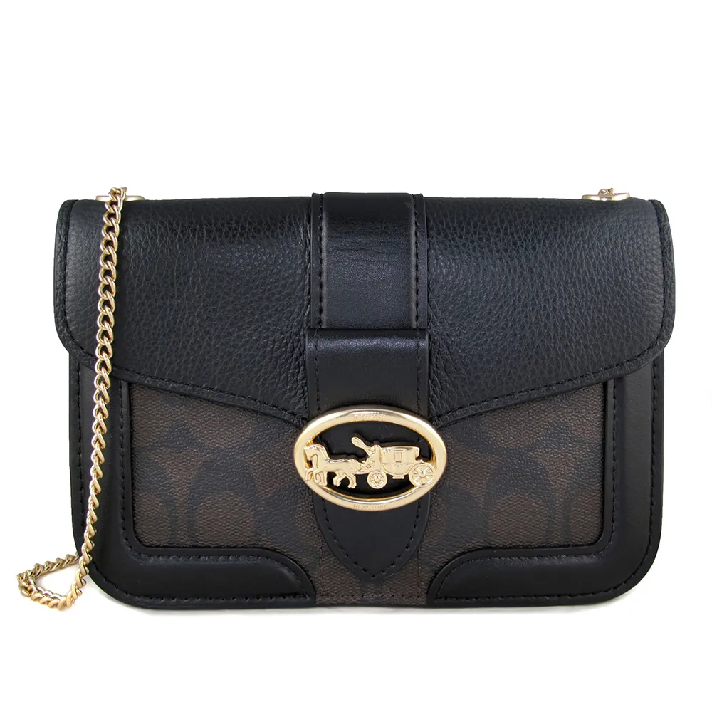 【COACH】金屬大C 牛皮革手提/斜背水桶包(黑) 歷史價格詳細信息