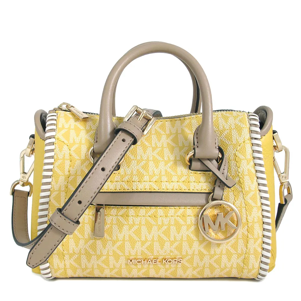 Michael Kors 金字滿版LOGO拚色方形鏈帶斜背包(咖啡色) 35F8GTTC3B BROWN 歷史價格詳細信息