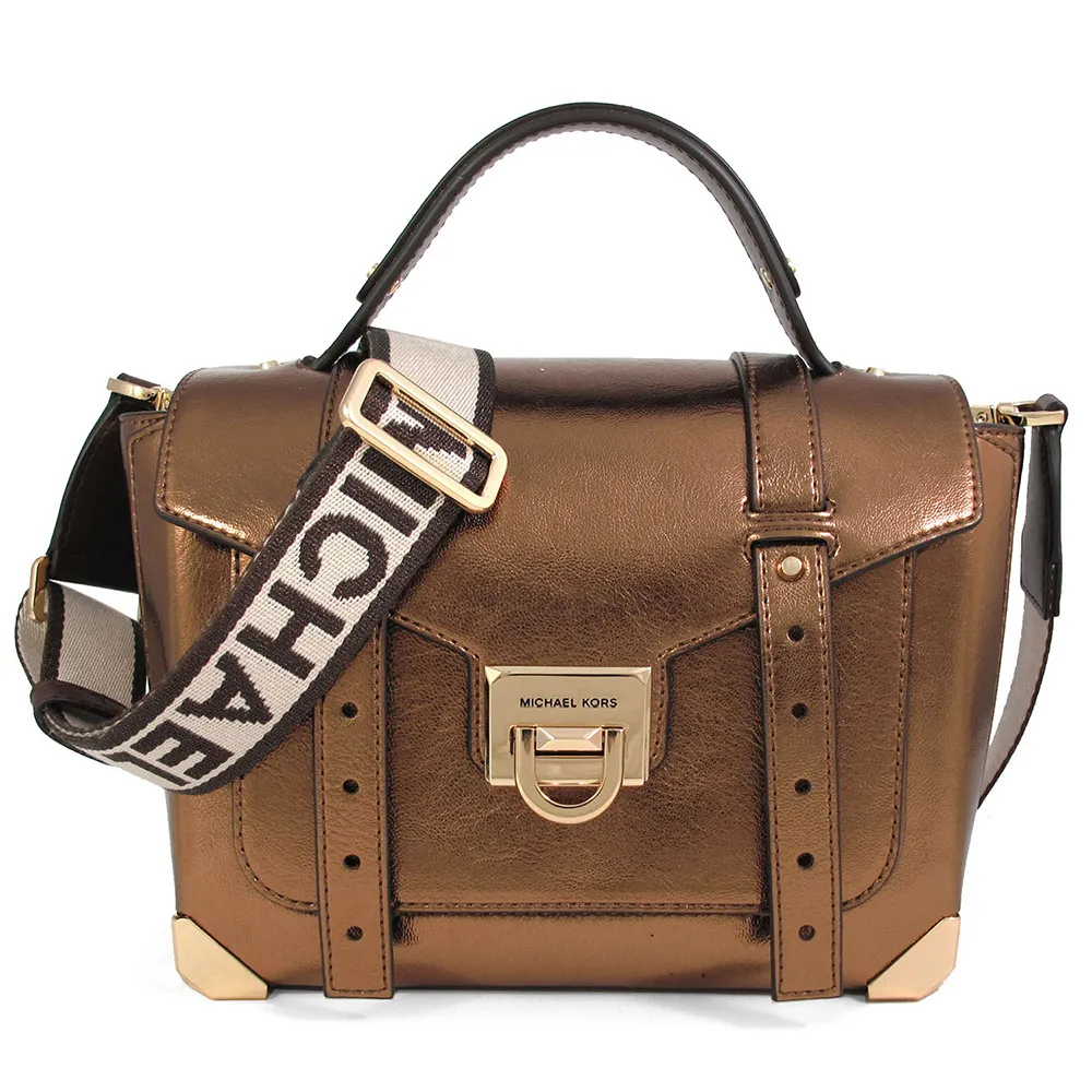 MICHAEL KORS Manhattan 緹花logo翻蓋手提/斜背二用包-乾燥玫瑰粉/中 歷史價格詳細信息