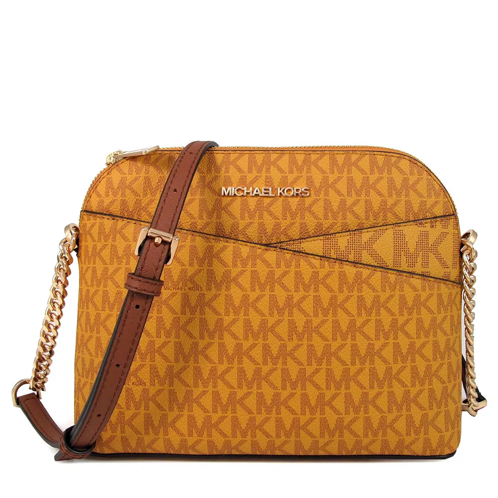 MICHAEL KORS JET SET TRAVEL 金字LOGO香草白色防刮滿版X馬鞍棕色皮革L型拉鍊長夾 歷史價格詳細信息