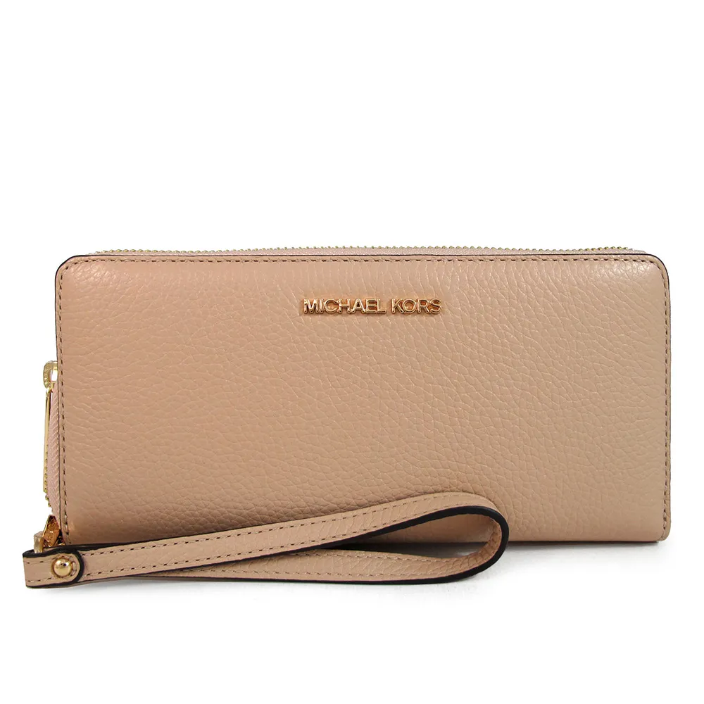 MICHAEL KORS JET SET TRAVEL 金字LOGO香草白色防刮滿版X馬鞍棕色皮革L型拉鍊長夾 歷史價格詳細信息