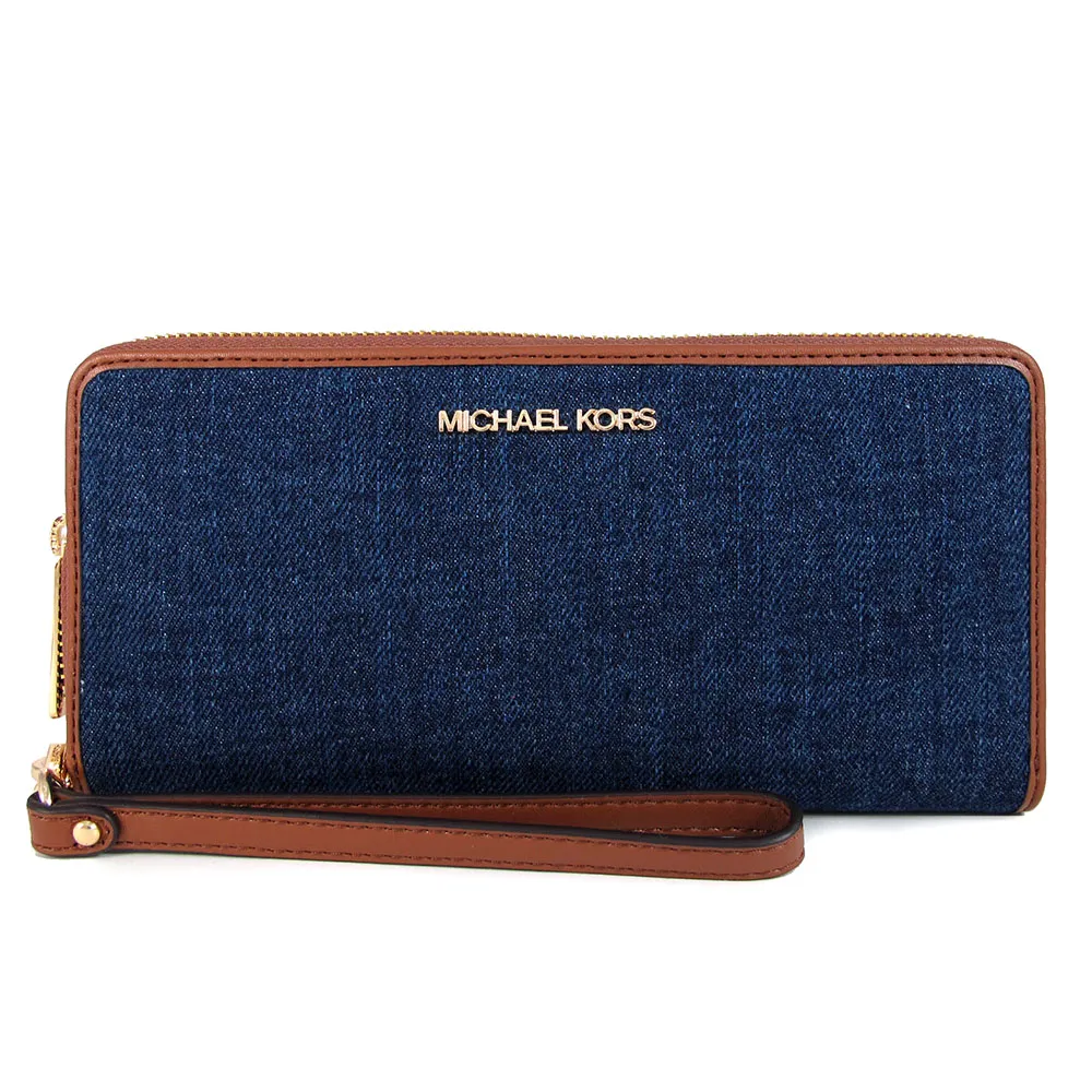 MICHAEL KORS JET SET TRAVEL 金字LOGO香草白色防刮滿版X馬鞍棕色皮革L型拉鍊長夾 歷史價格詳細信息